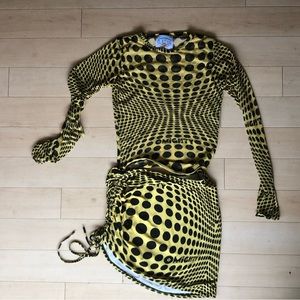 OMighty psychedlic polka dot print skirt and top set